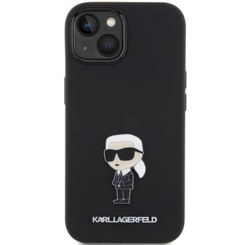 Karl Lagerfeld KLHCP15MSMHKNPK iPhone 15 Plus 6.7" fekete szilikon ikonikus fém kitűzős tok - Image 2