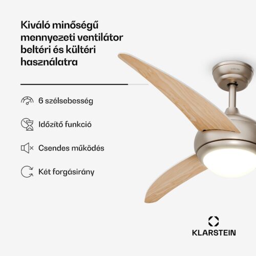 Klarstein El Paso mennyezeti ventilátor világítással | 132 cm | 35 W | Csendes működés | Fa - Image 2