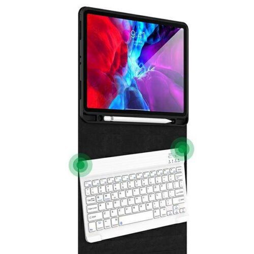 USAMS Winro tok billentyűzettel iPad Air 10.9" lila borító - fehér billentyűzet - Image 2