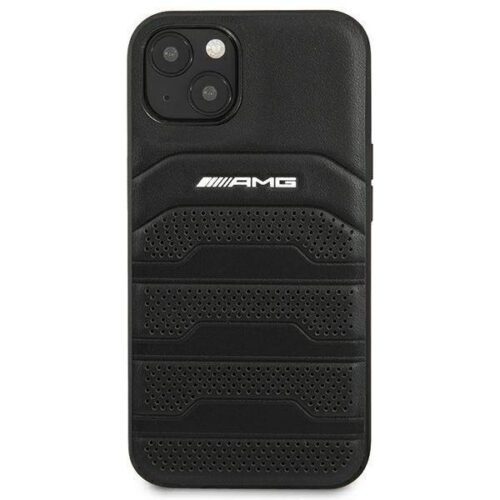 AMG AMHCP14MGSEBK iPhone 14 Plus 6.7" fekete keménytok bőr dombornyomott vonalakkal - Image 2