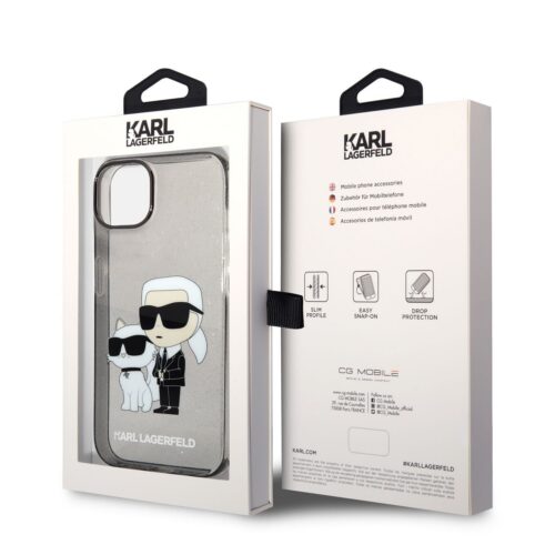 Apple iPhone 14 Plus KARL LAGERFELD KLHCP14MHNKCTGK Glitter Hátlap - Fekete - Image 2