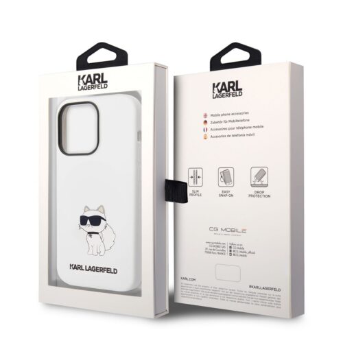 Apple iPhone 14 Pro KARL LAGERFELD KLHCP14LSNCHBCH Liquid Hátlap - Fehér - Image 2