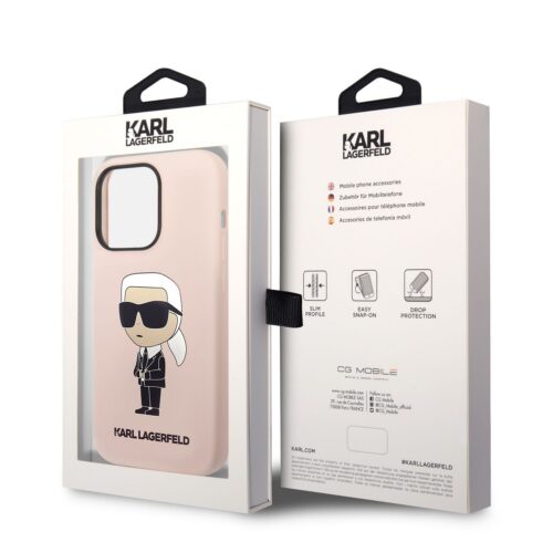 Apple iPhone 14 Pro KARL LAGERFELD KLHCP14LSNIKBCP Liquid Hátlap - Rózsaszín - Image 2