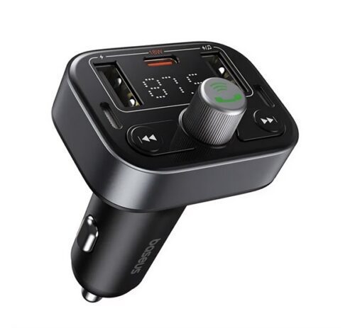 BASEUS S-09 PRO bluetooth FM transmitter autós töltő 2 USB/Type-C aljzat (v5.3