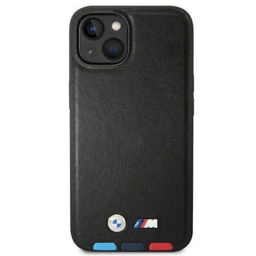 Etui BMW BMHMP14S22PTDK iPhone 14 6.1" fekete bőr bélyegző Tricolor Magsafe tok - Image 2
