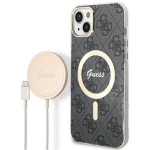 Guess GUBPP14MH4EACSK tok+ töltő iPhone 14 Plus 6.7" fekete keménytok 4G Print MagSafe