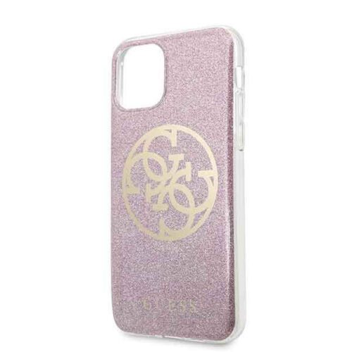 Guess GUHCN58PCUGLPI iPhone 11 Pro rózsaszín 4G Circle Glitter keménytok - Image 2