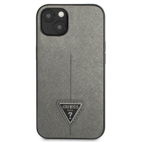 Guess GUHCP13MPSATLG iPhone 13 6.1" ezüst keménytok SaffianoTriangle Logó - Image 2
