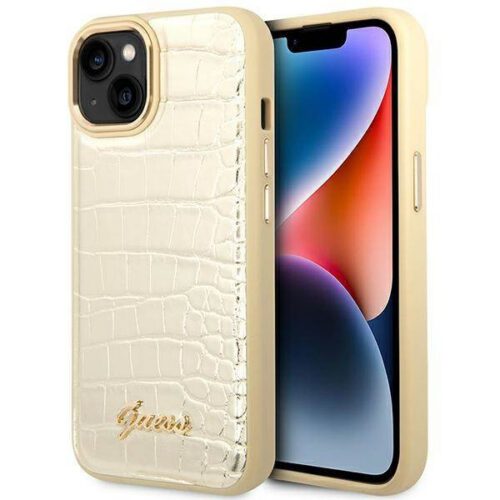 Guess GUHCP14MHGCRHD iPhone 14 Plus 6.7" arany keménytok Croco kollekció