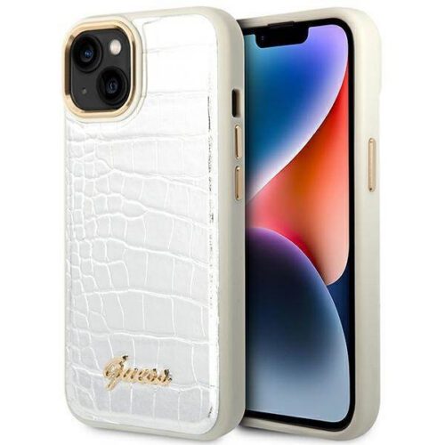 Guess GUHCP14MHGCRHS iPhone 14 Plus 6.7" ezüst keménytok Croco kollekció
