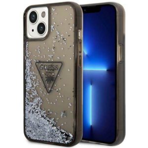 Guess GUHCP14MLFCTPK iPhone 14 Plus 6.7" fekete keménytok folyékony Glitter Palm kollekció