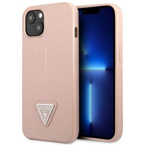 Guess GUHCP14MPSATLP iPhone 14 Plus 6.7" rózsaszín keménytok SaffianoTriangle Logo