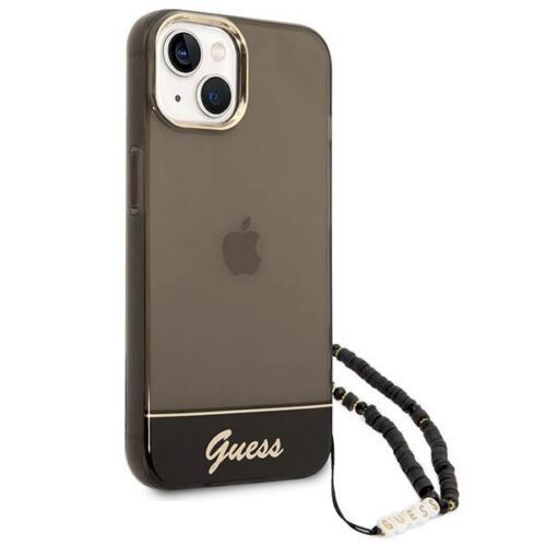 Guess GUHCP14SHGCOHK iPhone 14 6.1" fekete keménytok átlátszó gyöngyház szíj - Image 2