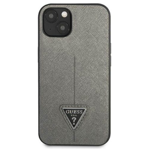 Guess GUHCP14SPSATLG iPhone 14 6.1" ezüst keménytok SaffianoTriangle Logó - Image 2