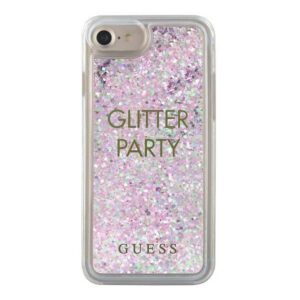 Guess GUHCP7GLUQPU iPhone 6/7/8 /SE 2020 / SE 2022 lila folyékony csillogó kristályos Party keménytok