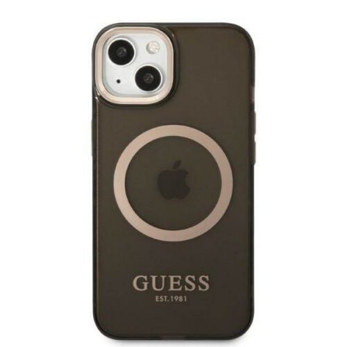 Guess GUHMP13MHTCMK iPhone 13 6.1" fekete keménytok arany kontúrú áttetsző MagSafe - Image 2