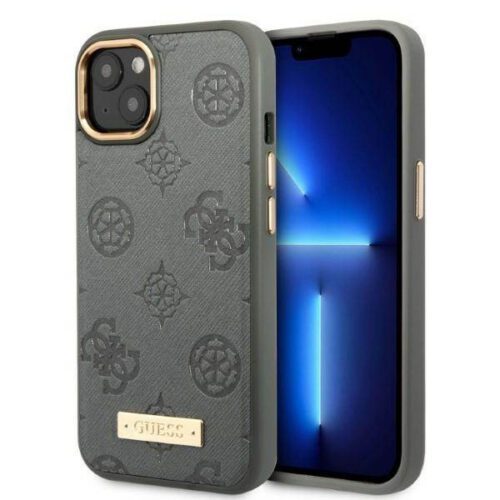 Guess GUHMP13MSAPSTG iPhone 13 6.1" szürke keménytok Peony Logo Plate MagSafe