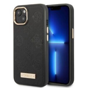 Guess GUHMP13MSAPSTK iPhone 13 6.1" fekete keménytok Peony Logo Plate MagSafe