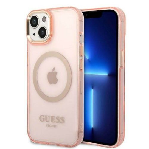 Guess GUHMP14MHTCMP iPhone 14 Plus 6.7" rózsaszín keménytok arany kontúrú