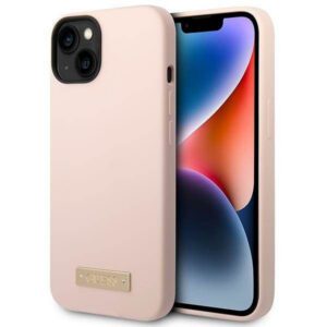 Guess GUHMP14MSBPLP iPhone 14 Plus 6.7" rózsaszín keménytok Szilikon logós lemez MagSafe