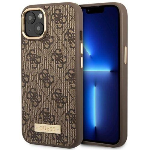 Guess GUHMP14MU4GPRW iPhone 14 Plus 6.7" barna keménytok 4G Logo Plate MagSafe