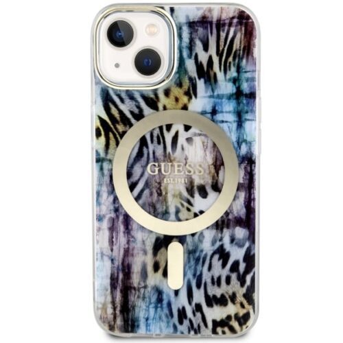 Guess GUHMP14SHLEOPWWB iPhone 14 6.1" kék keménytok Leopard MagSafe - Image 2