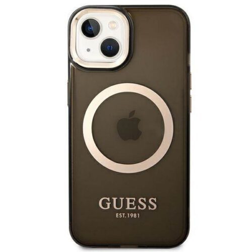 Guess GUHMP14SHTCMK iPhone 14 6.1" fekete keménytok arany kontúrú áttetsző MagSafe - Image 2