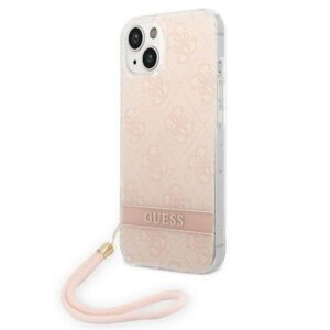 Guess GUOHCP14MH4STP iPhone 14 Plus 6.7" rózsaszín keménytok 4G nyomtatott pánttal