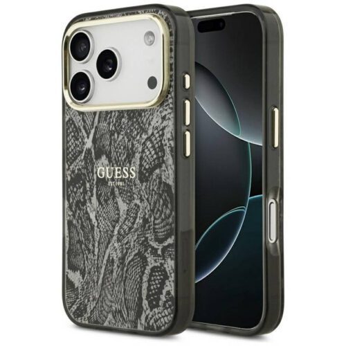 Guess Python Pattern MagSafe tok iPhone 17 Pro fekete színű tokhoz