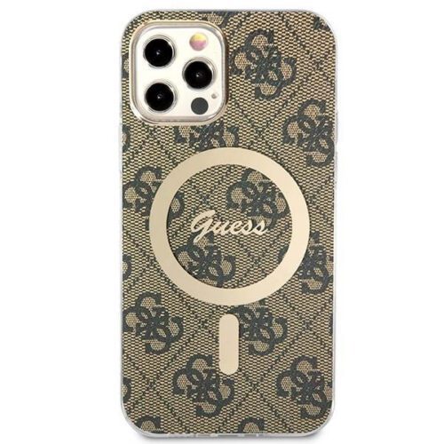 Guess tok+ töltő iPhone 12/12 Pro barna 4G Print MagSafe keménytok - Image 2