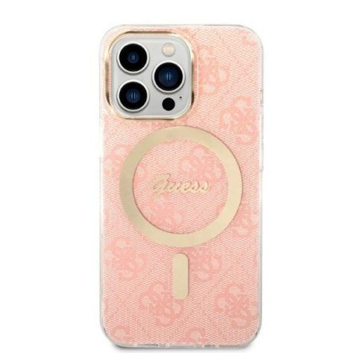 Guess tok+ töltő iPhone 13 Pro rózsaszín 4G Print MagSafe keménytok - Image 2