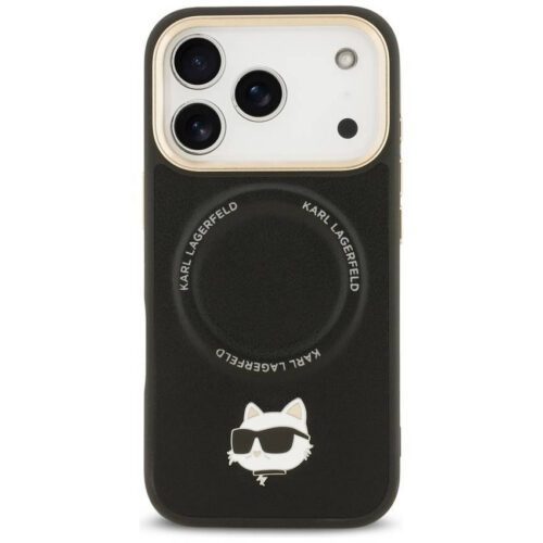 Karl Lagerfeld Big Strap Choupette fém logó MagSafe tok iPhone 17 Pro Max fekete - Image 2