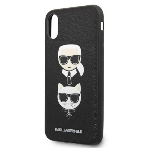Karl Lagerfeld KLHCI65SAKICKCBK iPhone XS Max fekete keménytok Saffiano Karl&Choupette fej - Image 2