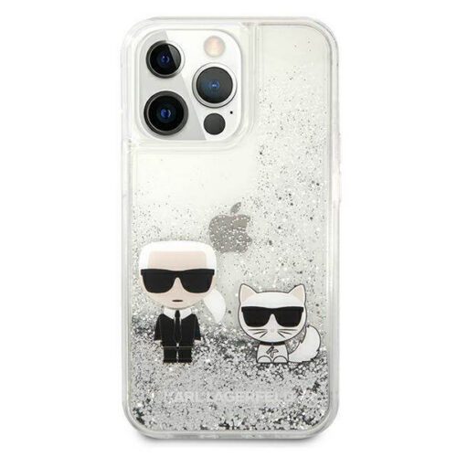 Karl Lagerfeld KLHCP13XGKCS Karl&Choupette keménytok iPhone 13 Pro Max - ezüst folyékony csillogó kristályos - Image 2