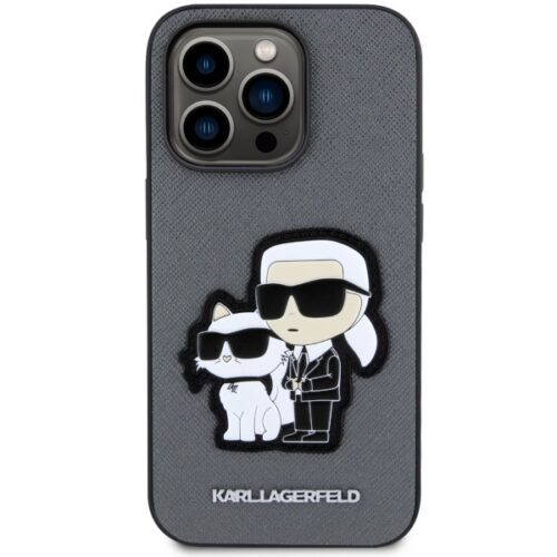Karl Lagerfeld KLHCP14LSANKCPG iPhone 14 Pro 6.1" keménytok ezüst Saffiano Karl & Choupette - Image 2