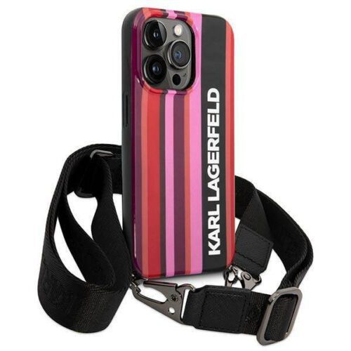 1" keménytok rózsaszín Color Stripes Strap tok szíjjal
