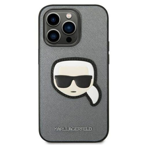 7" ezüst keménytok Saffiano Karl Lagerfeld fej Patch tok
