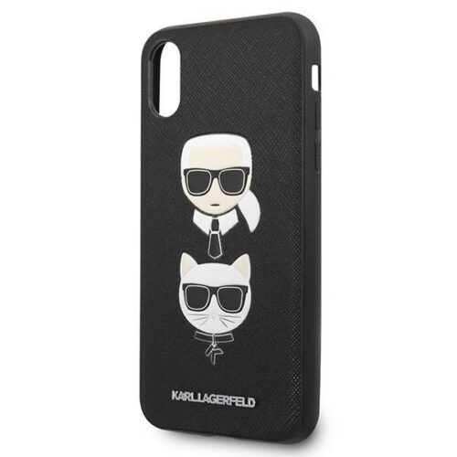 Karl Lagerfeld KLHCPXSAKICKCBK iPhone X/XS fekete keménytok Saffiano Karl&Choupette fej - Image 2