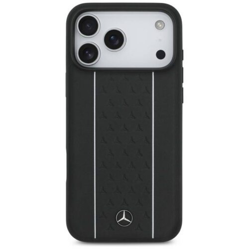 Mercedes bőr csillag mintás csíkok MagSafe tok iPhone 17 Pro Max fekete - Image 2