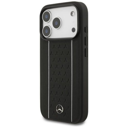 Mercedes bőr csillagmintás csíkos MagSafe tok iPhone 17 Pro Fekete - Image 2