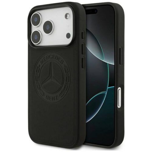 Mercedes bőr vintage logós MagSafe tok iPhone 17 Pro fekete