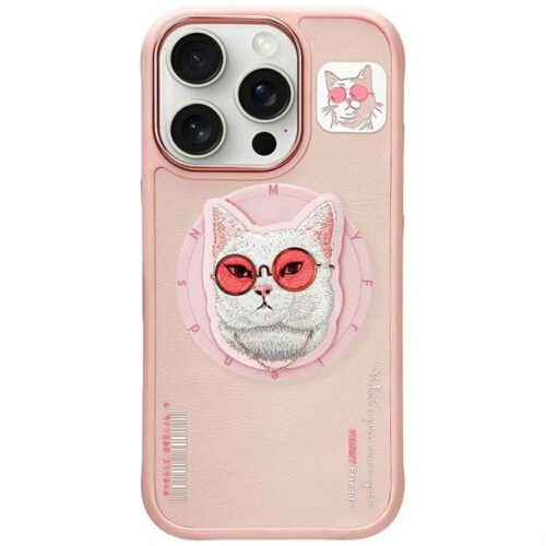 Nimmy Glasses Cool Cat MagSafe-kompatibilis tok iPhone 16 Pro - rózsaszín