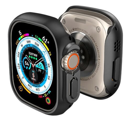SPIGEN THIN FIT műanyag óra keret (közepesen ütésálló) FEKETE Apple Watch Ultra 49mm