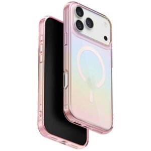 UNIQ Iridescia tok iPhone 17 Pro Magclick töltés rózsaszín prizma