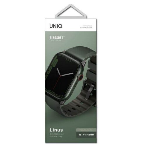 UNIQ óraszíj Linus Apple Watch Series 1/2/3/4/4/5/6/7/8/9/9/SE/SE2/Ultra/Ultra 2 42/44/45/49mm. Airosoft szilikon moha zöld - Image 2