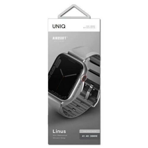 UNIQ óraszíj Linus Apple Watch Series 1/2/3/4/4/5/6/7/8/9/SE/SE2 38/40/41mm. Airosoft szilikon kréta szürke - Image 2