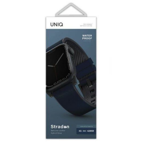 UNIQ óraszíj Straden Apple Watch Series 1/2/3/4/4/5/6/7/8/9/SE/SE2/Ultra/Ultra 2 42/44/45/49mm. Bőr hibrid szíj kék - Image 2