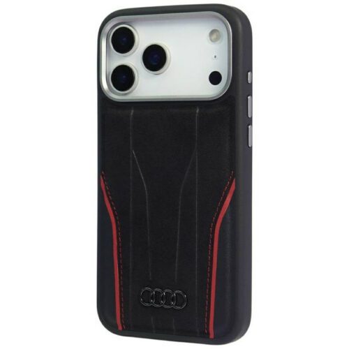 Audi R8 tok valódi bőr MagSafe iPhone 17 Pro Max készülékhez fekete-piros - Image 2