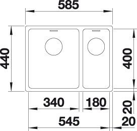 Blanco ANDANO 340/180-IF balos selyemfényű Rozsdamentes mosogatótál (522975) - Image 2