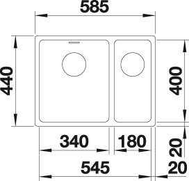 Blanco ANDANO 340/180-U-EXC balos selyemfényű Rozsdamentes mosogatótál (522979) - Image 2